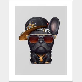 Black French Bulldog Hip-Hop Super Star Posters and Art